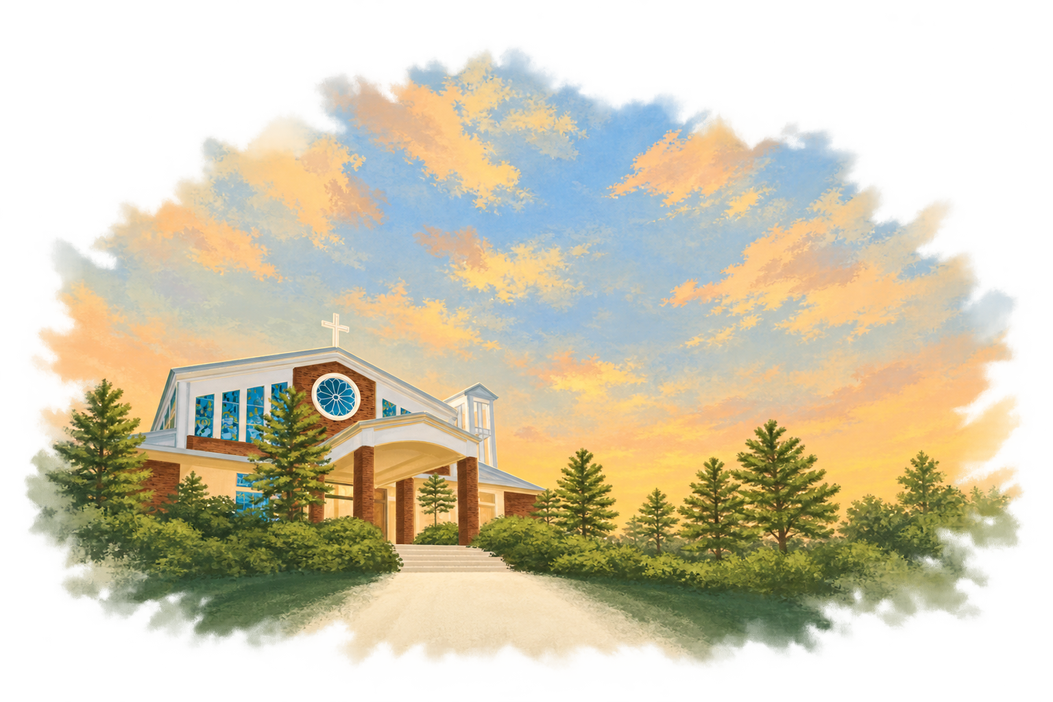 Watercolor illustration of the church