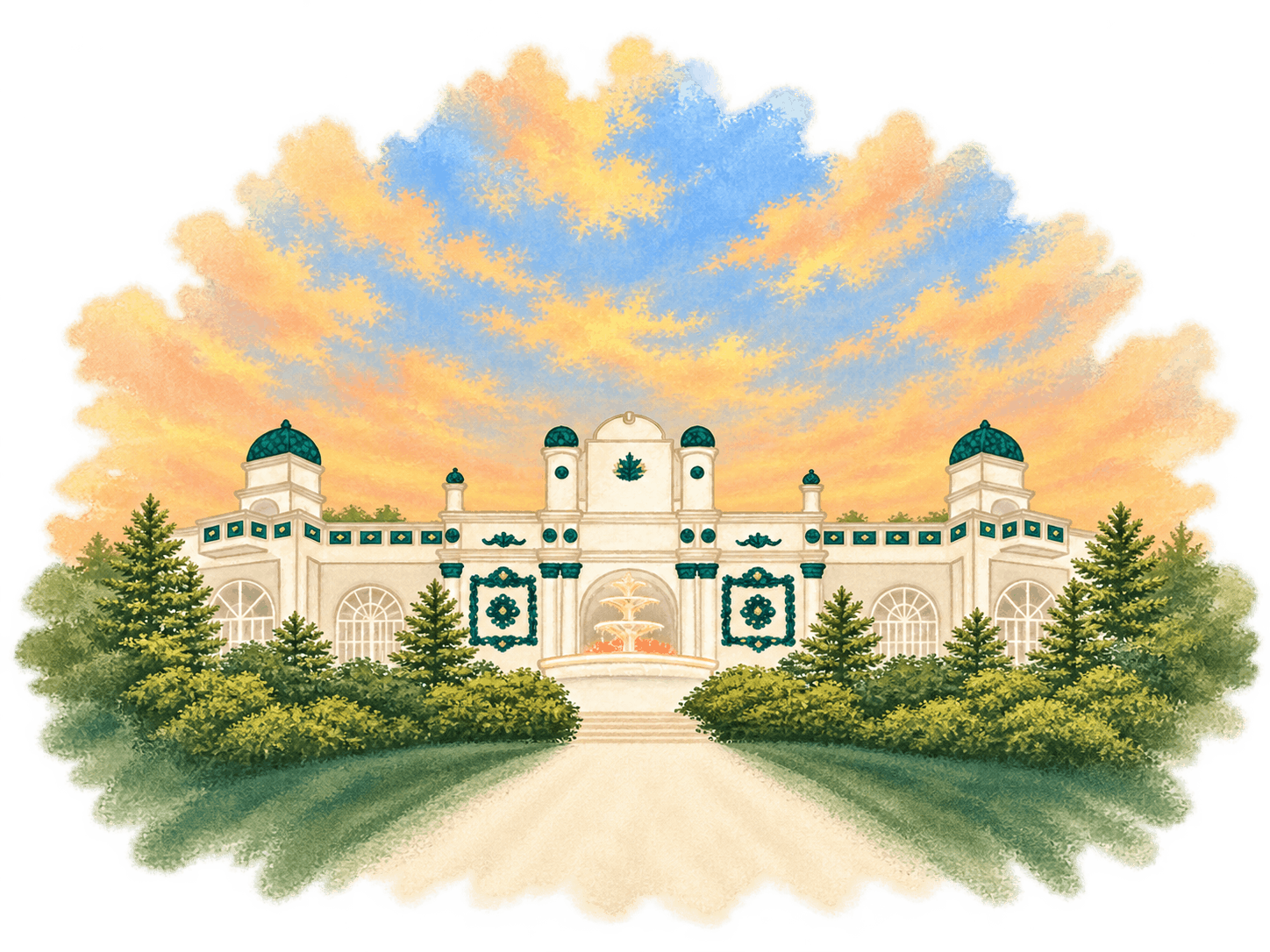 Watercolor illustration of Fernwood Gardens